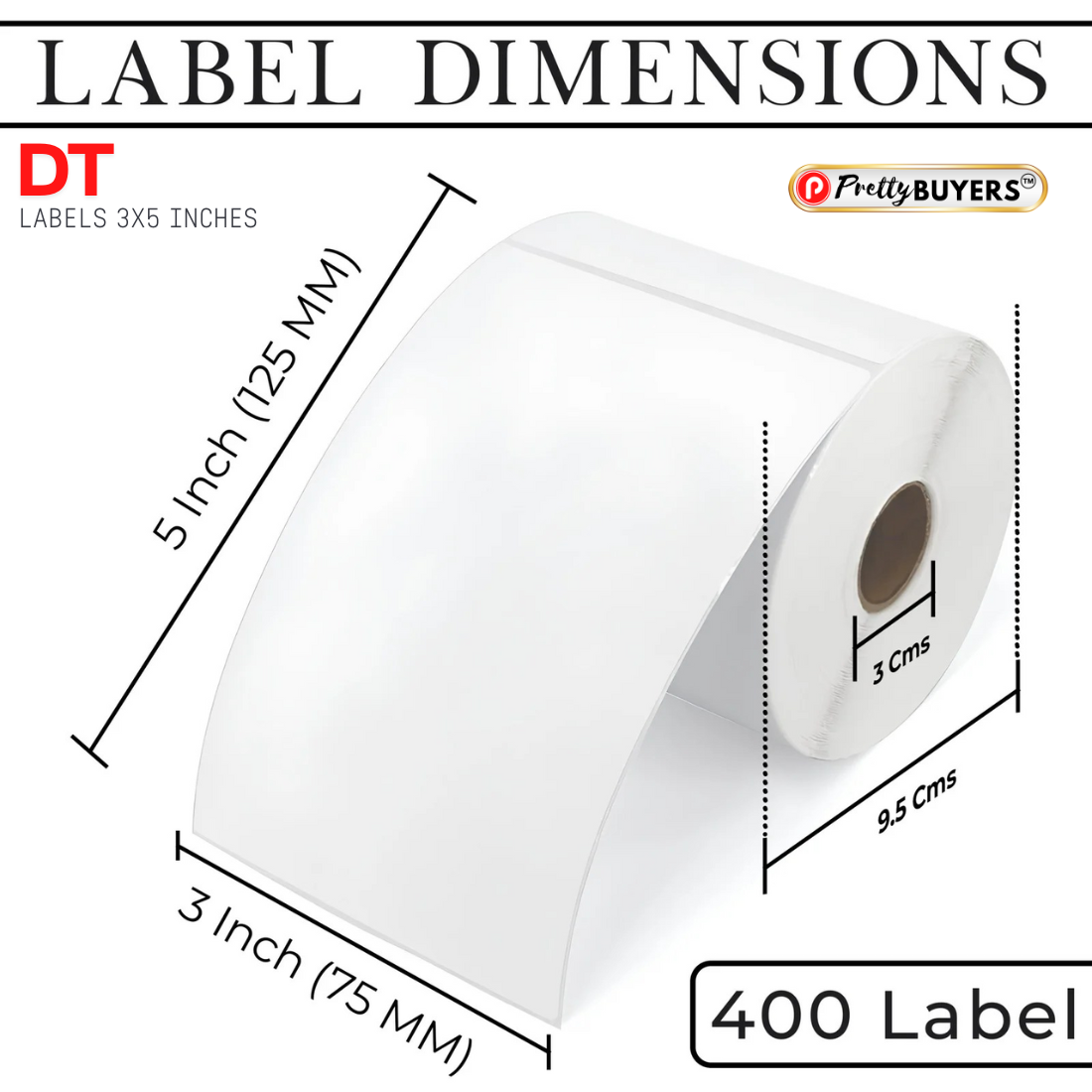 Direct Thermal Shipping Label Sticker Roll / Flipkart Meesho Shipping Labels - 3x5 Inches 400 Labels per Roll