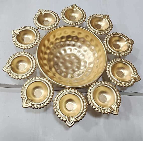 Flower Shape Diwali Diya Decorative Urli Bowl for Home Office and Table Decor