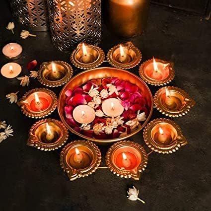Flower Shape Diya Decorative Urli Bowl for Home Office and Table Decor