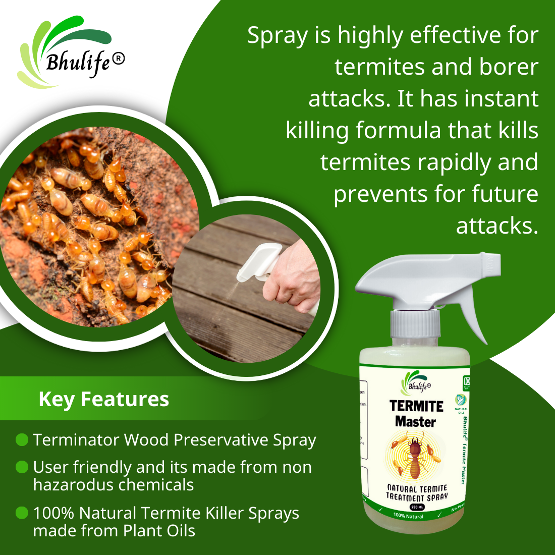 Bhulife Natural Termite Killer Spray | Demak Marne ki Dawa 250MLx1