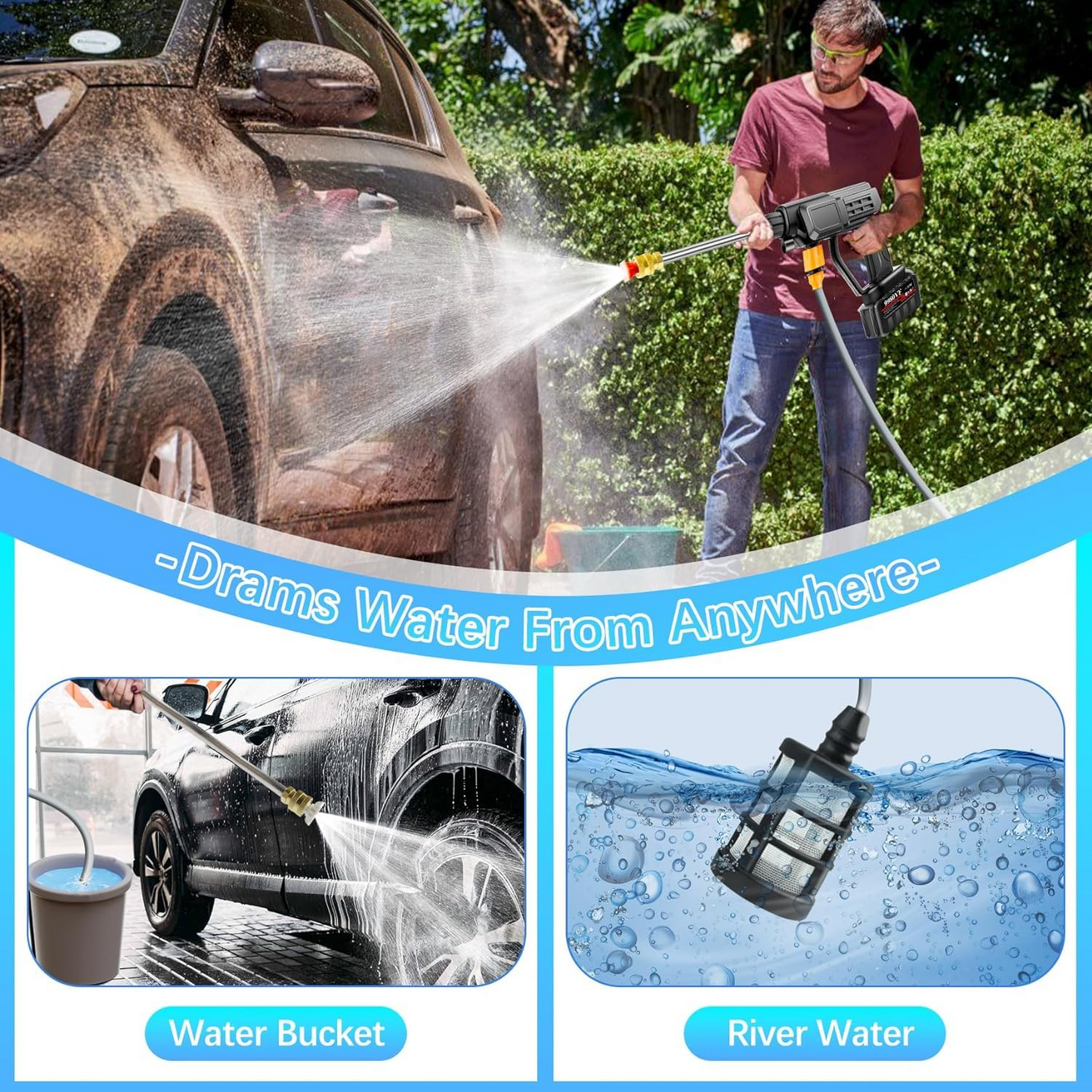 High Pressure Car Washer Gun with 48 V rechargeable Battery