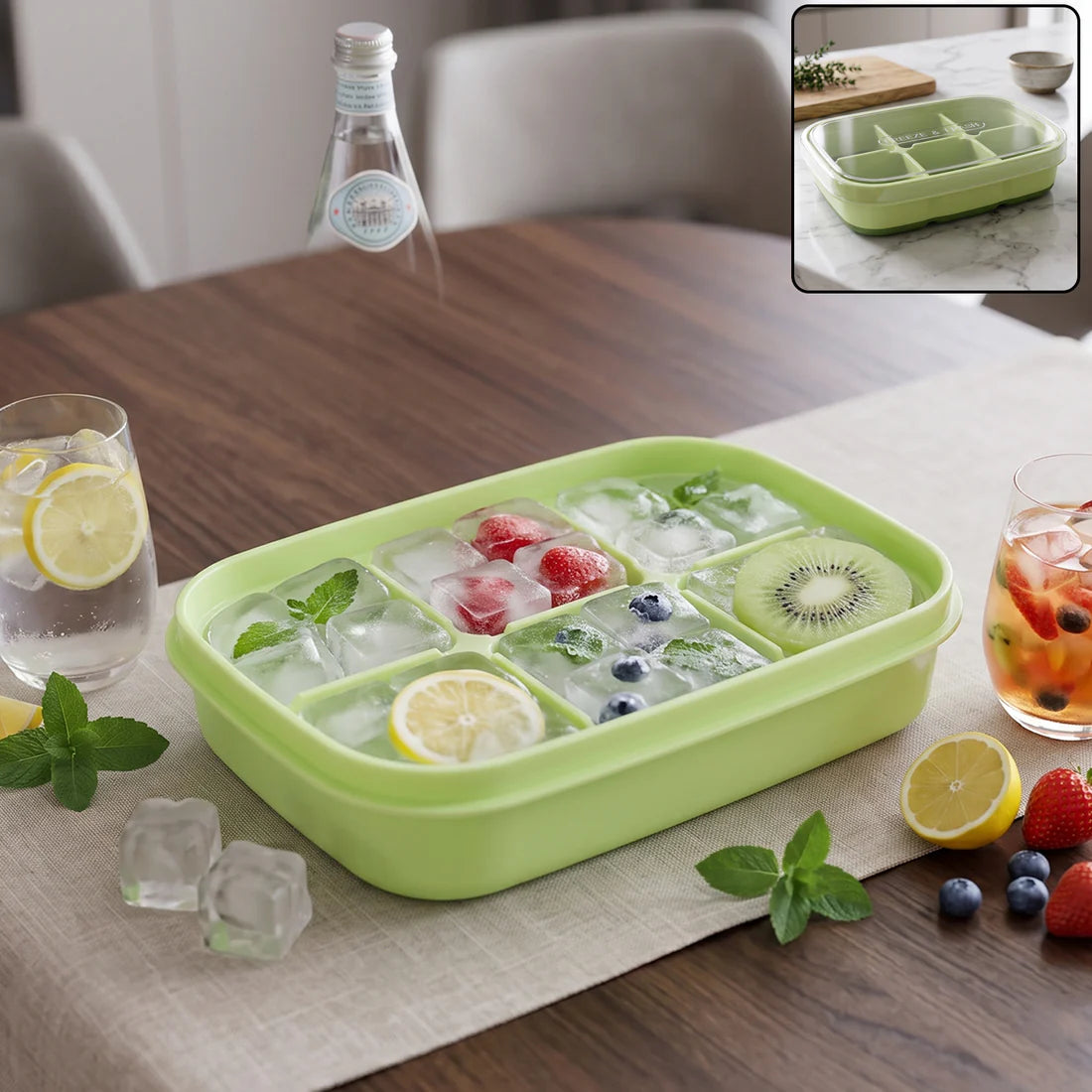 Pretty Buyers Mini Plastic 6 Cavity Fridge Storage Tray Ice Cube Tray Freezer Mold (1 Pc)