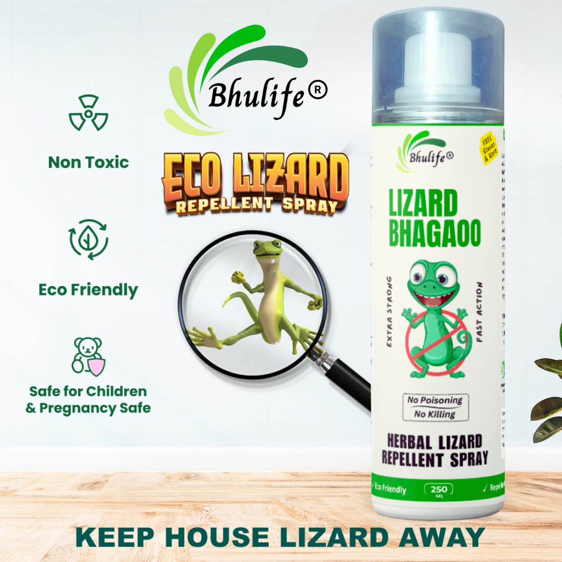Bhulife Herbal Lizard Repellent Spray For Home & Offices | 250MLx2