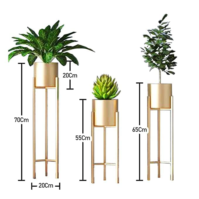 Metal Flower Plant Pots for Living Room, Bedroom | Tall Indoor Planters Pots Self Watering Rust-Free for Home Decor Living Room (Set of 3 pcs)
