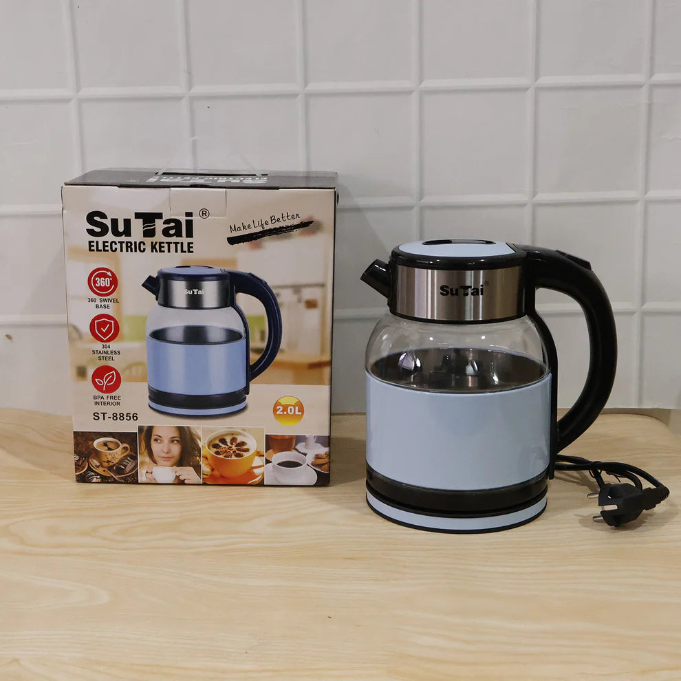 Pretty Buyers Suta Electric Glass Kettle 2 Litre Stainless Steel Hot Water Boiler for Tea (1 Pc)
