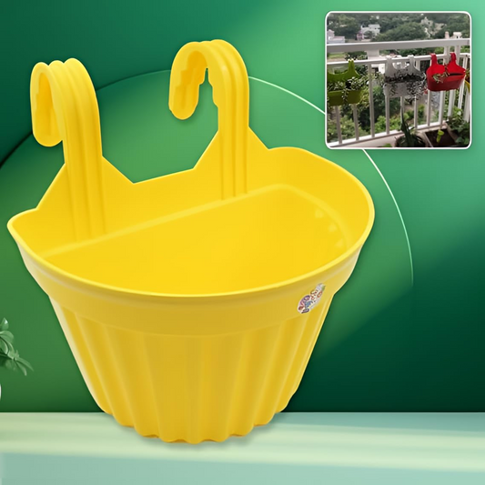 Multicolor Hanging Plastic Planters 3pcs | Railing Planters for Balcony
