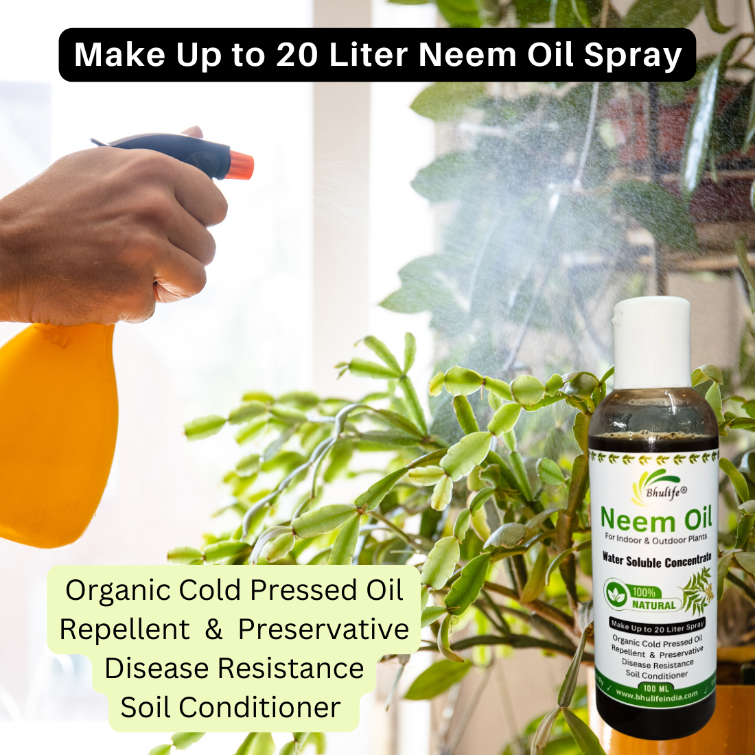Organic Pure Cold Pressed Neem Oil for Plants 100 ml