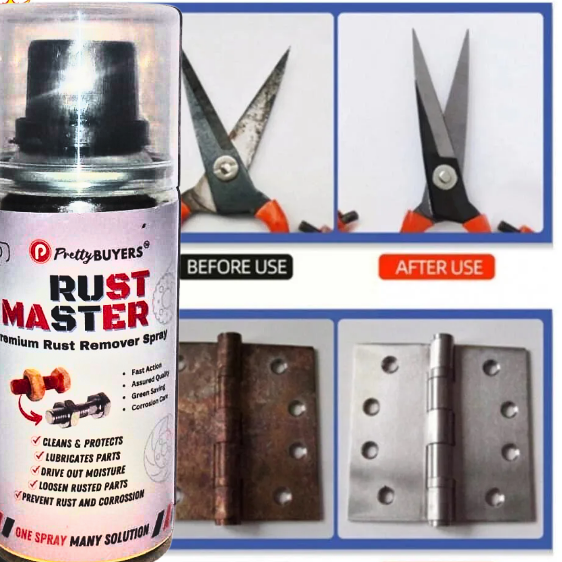 PrettyBUYERS RUST Master - Instant Rust Remover Spray (150 mlx5) | Removes Rust | Protects from Corrosion