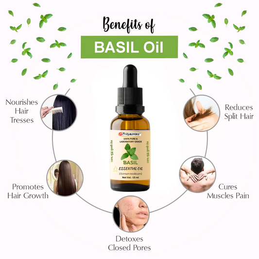 PrettyBUYERS Herbal Pure Basil Essential Oil - Premium Quality Aromatherapy Oil | 100%  Organic 15ML(Pack Of 1)