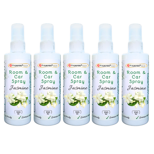 PrettyBUYERS Jasmine Room & Car Spray Air Freshener | Odor Eliminator Spray 100MLx5