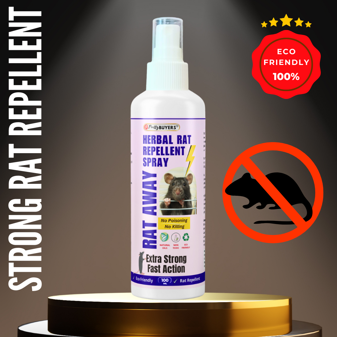 PrettyBUYERS Rat Away Spray | Herbal Rat Repellent Spray For Home & Offices | 100MLx2 (Pack of 2)