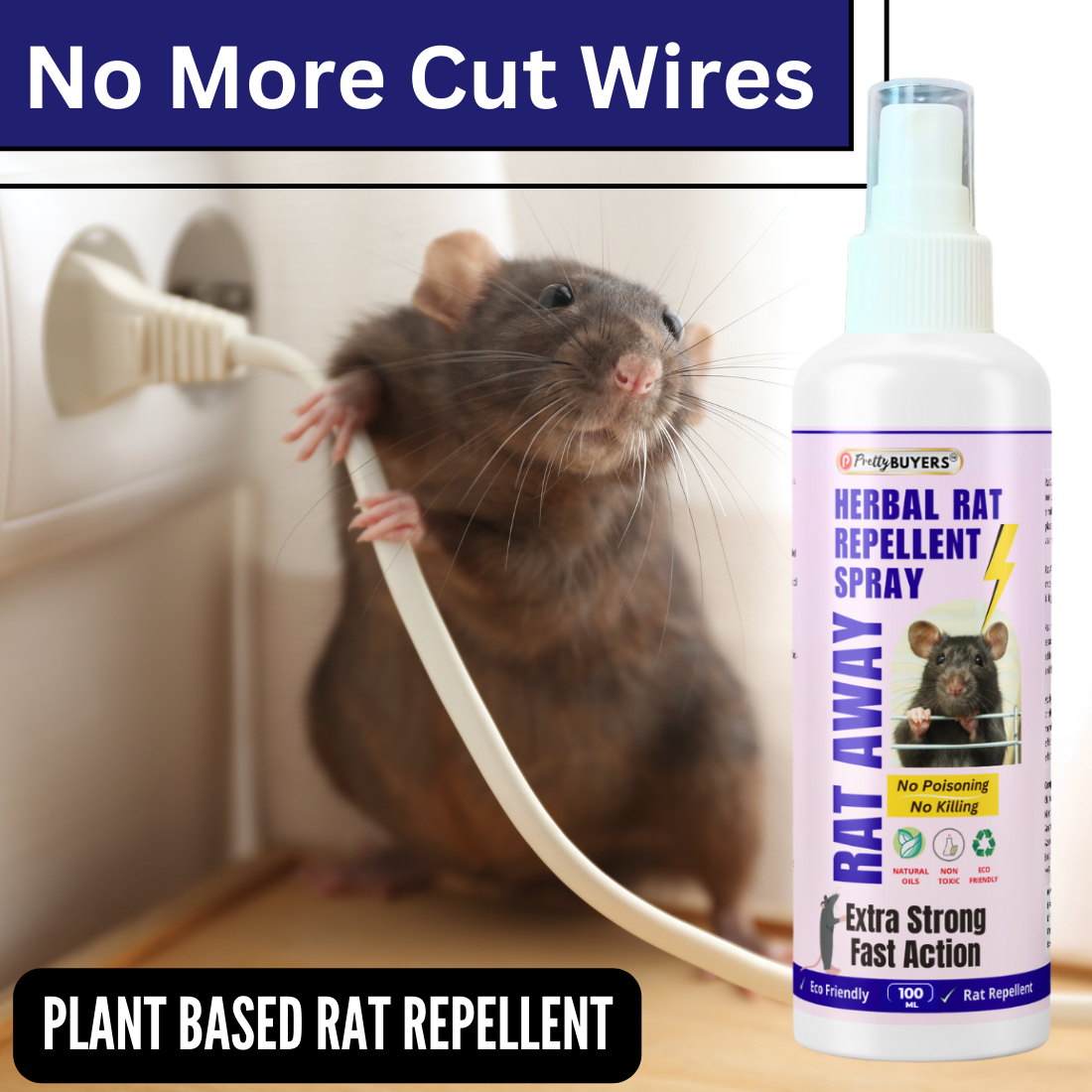 PrettyBUYERS Rat Away Spray | Herbal Rat Repellent Spray For Home & Offices | 100MLx2 (Pack of 2)