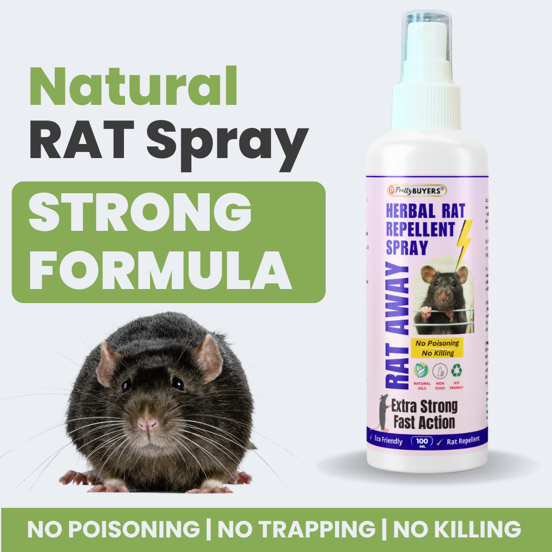 PrettyBUYERS Rat Away Spray | Herbal Rat Repellent Spray For Home & Offices | 100MLx2 (Pack of 2)