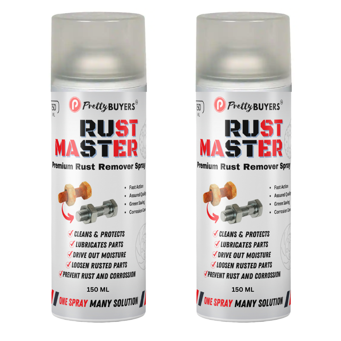 PrettyBUYERS RUST Master - Instant Rust Remover Spray (150 mlx2) | Removes Rust | Protects from Corrosion