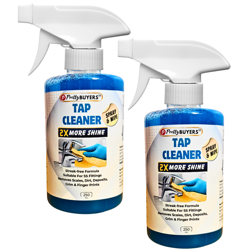 Prettybuyers Tap cleaner for bathroom | Hard water stain remover and Shower head cleaner | Taps cleaning liquid spray 250 ml