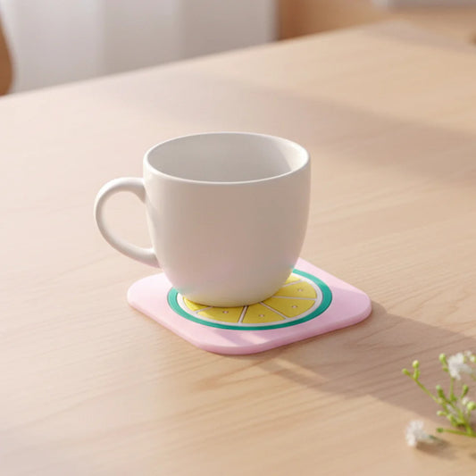 Pretty Buyers Silicone Lemon Drink Coaster – Heat-Resistant Table Protector (5 pcs)