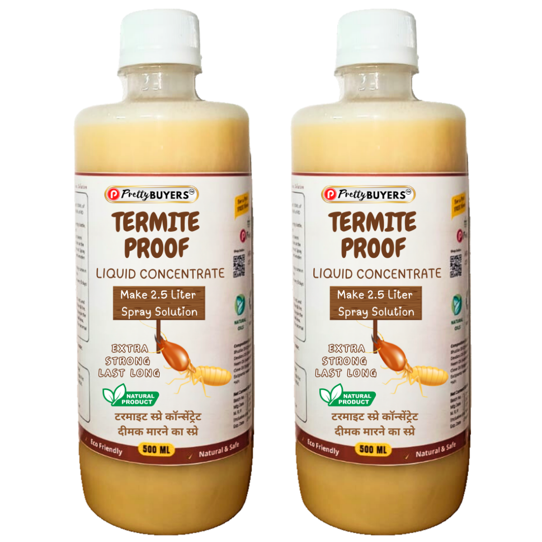 PrettyBUYERS Herbal Termite Killer Concentrated Solution | Make 5Lt Termite Spray From This Solution | 500ML (Pack Of 2)