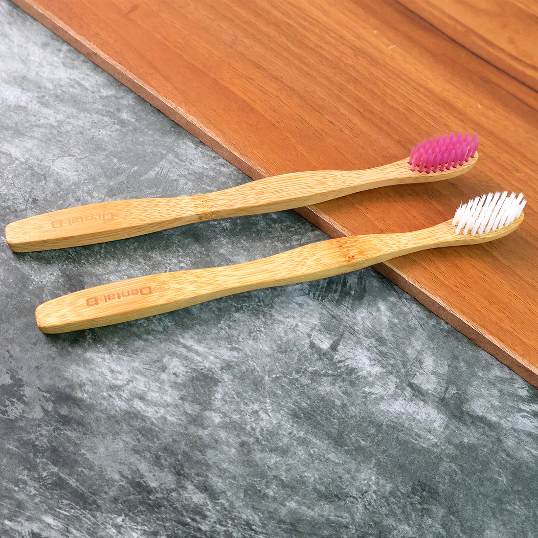 Pretty Buyers Bamboo Toothbrush Set – Eco-Friendly Medium Bristles (2 Pack)