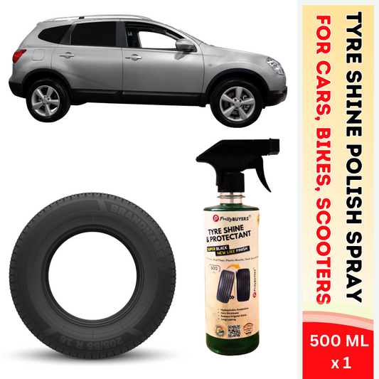 PrettyBUYERS Tyre Shine and Protectant Spray 500 ML for Car & Bike | Long Lasting Tyre Polish | Non-Greasy No Sling Formulation No Dust Attraction