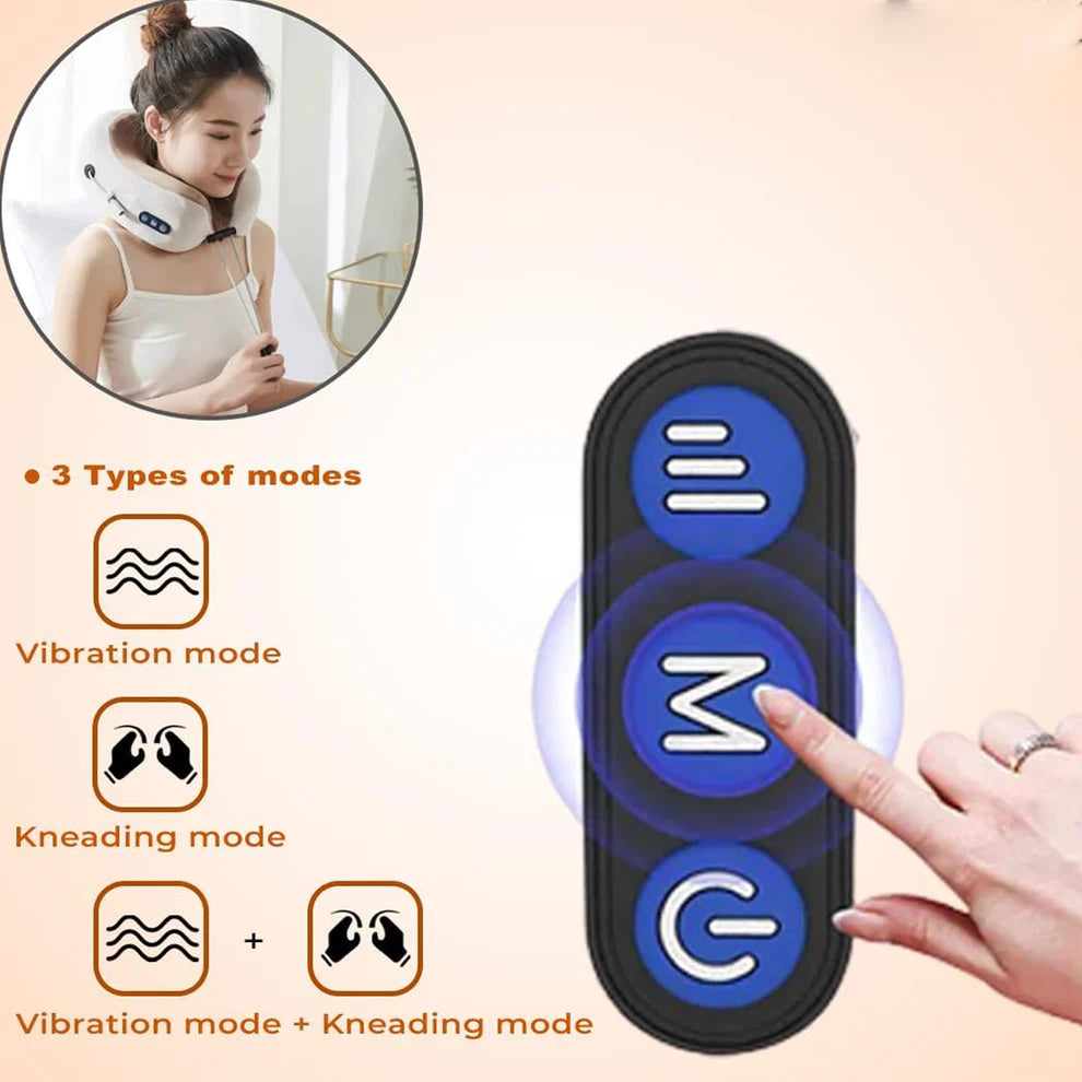 Pretty Buyer U-Shaped Electric Neck Massage Pillow – Cordless & Rechargeable