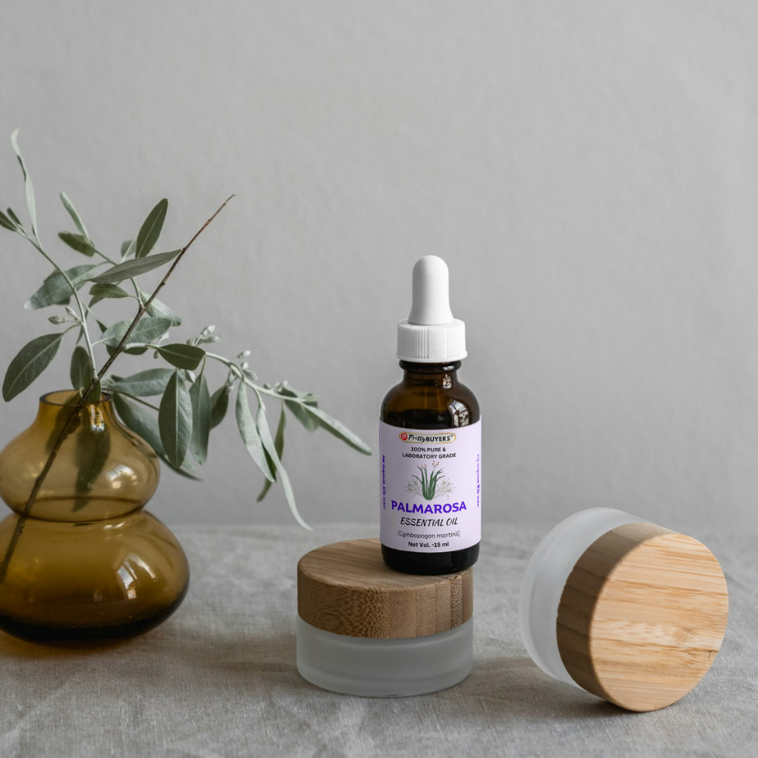 PrettyBUYERS Palmarosa Essential Oil  Dropper | Therapeutic Grade - Ideal for Stress Relief | 15ML (Pack Of 2)