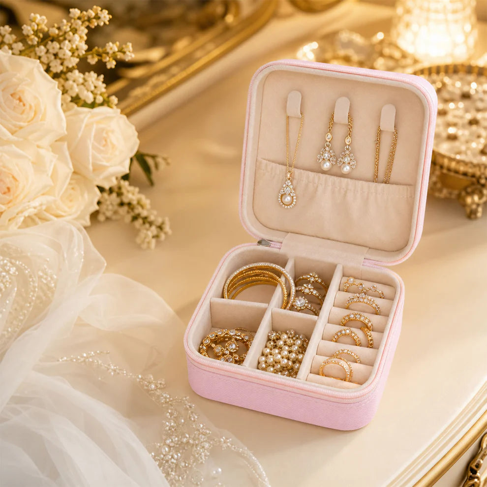 Pretty Buyers Travel Jewellery Box – Portable PU Leather Organiser