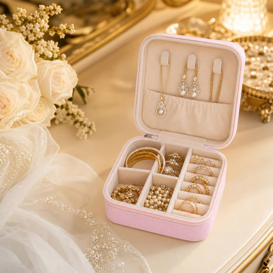 Pretty Buyers Travel Jewellery Box – Portable PU Leather Organiser