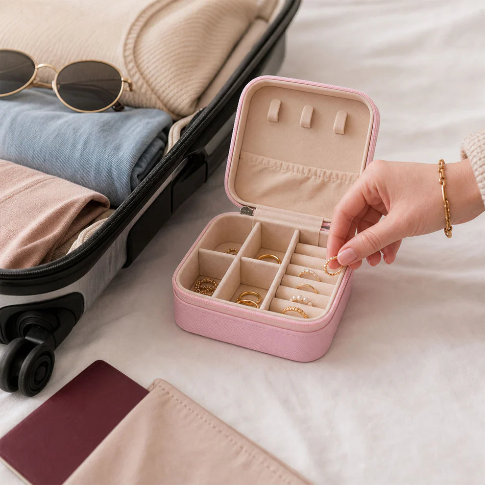 Pretty Buyers Travel Jewellery Box – Portable PU Leather Organiser