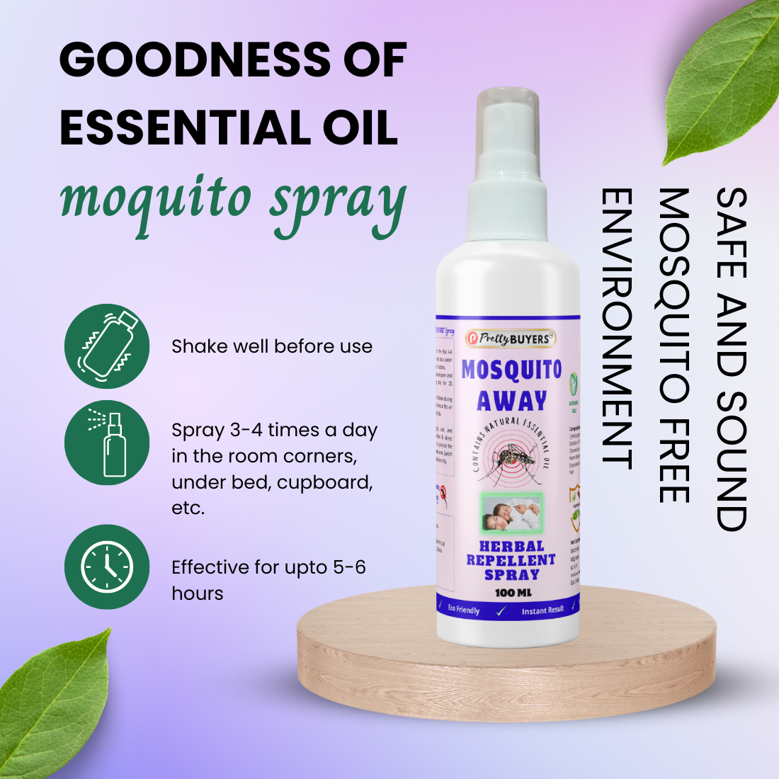 Pretty Buyers Herbal Mosquito Repellent Spray 100ML