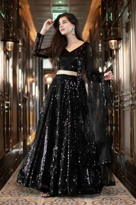 Attractive Supernet Embroidered Semi Stitched Lehenga Choli