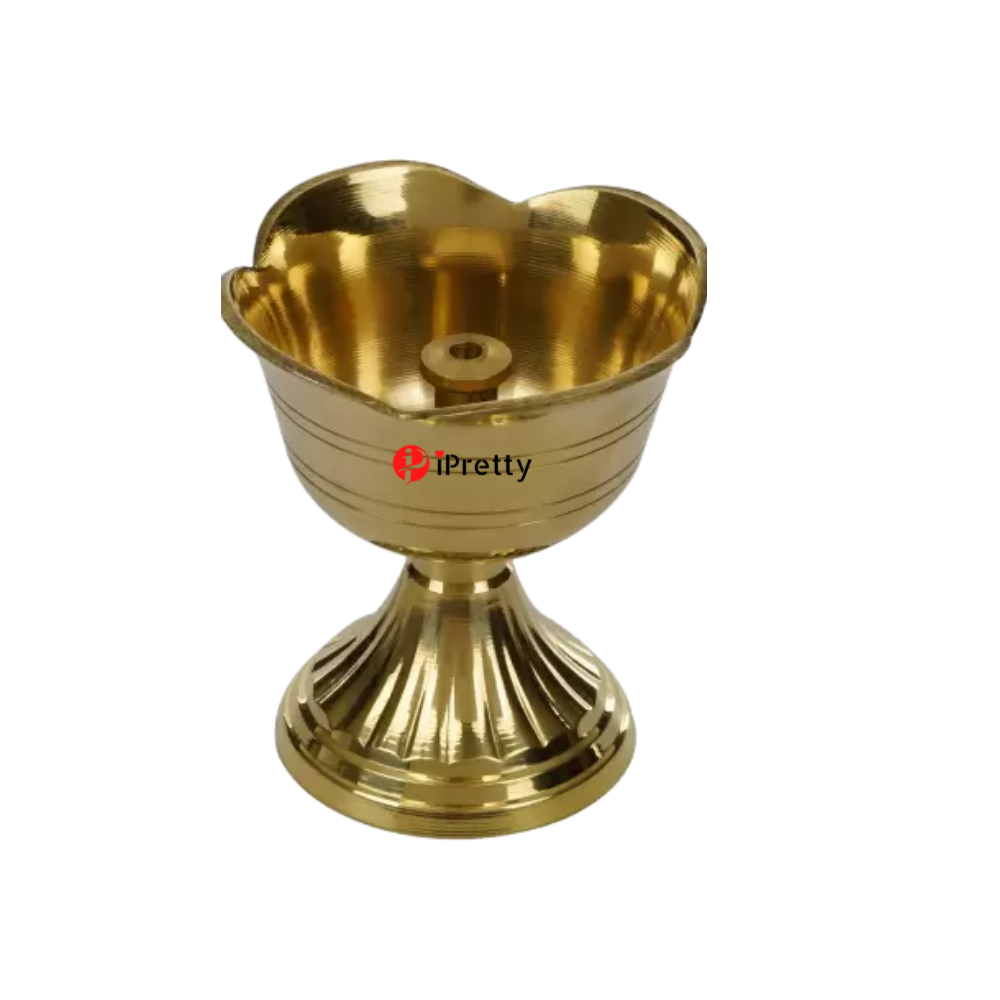 iPretty Akhand Brass Diya Small Lotus Design | Pital Diya For Puja | Brass Diya For Puja