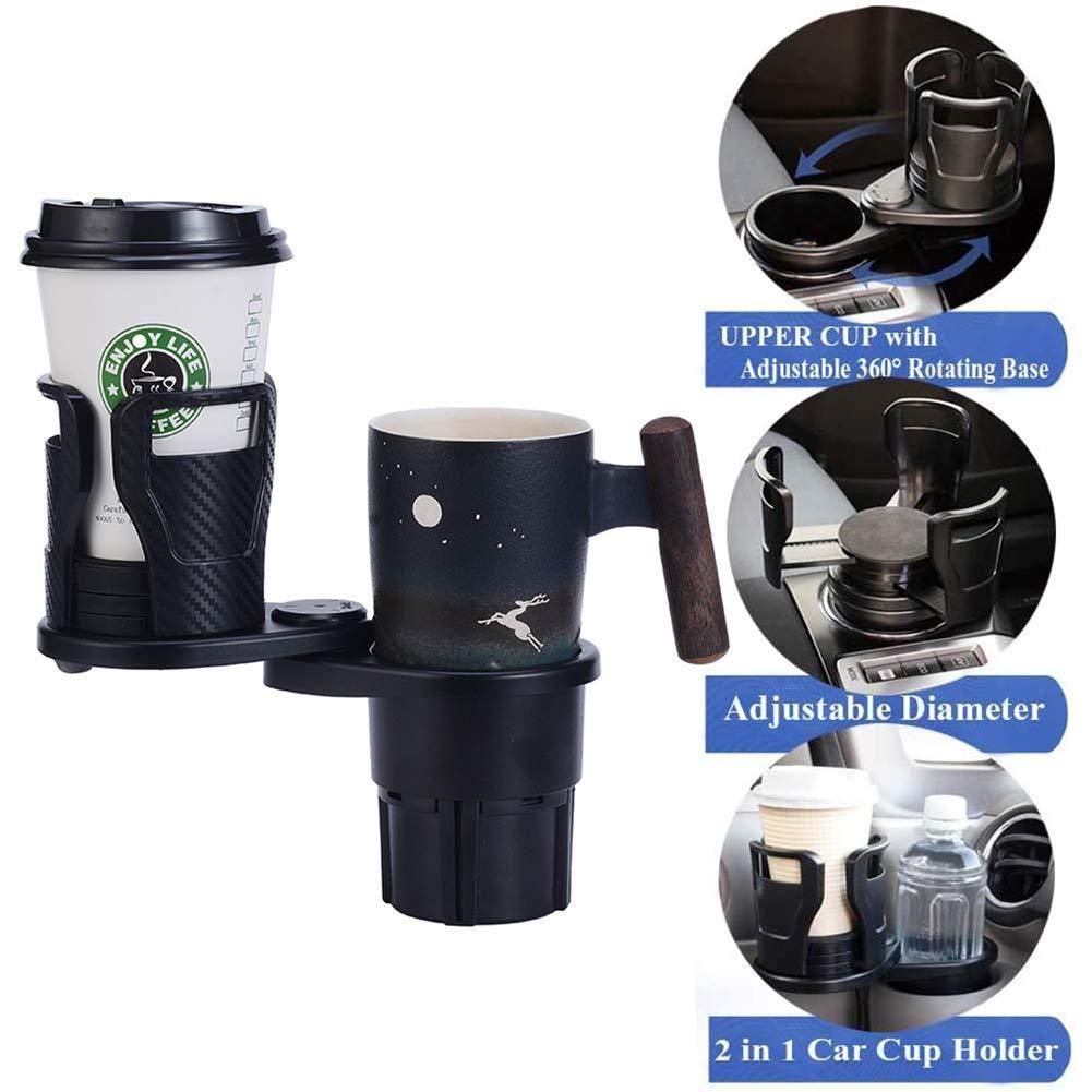 2 in 1 Multifunctional Car Drink Cup Holder & Organizer with Adjustable Base