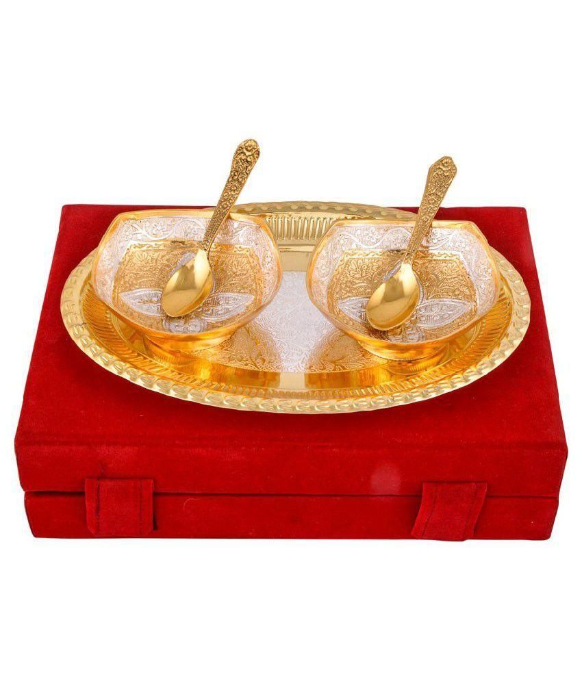 Gift Set - Silver & Gold Plated Bowls & Tray Set