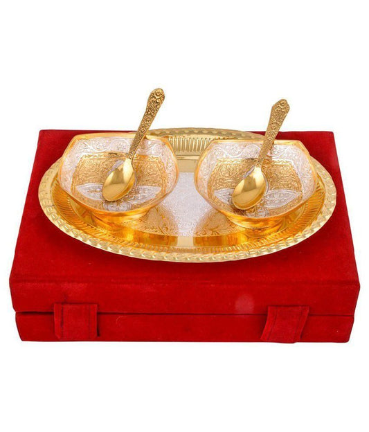 Gift Set - Silver & Gold Plated Bowls & Tray Set