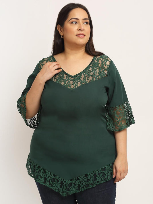 Flambeur Women's Plus Size Crepe Solid Tops