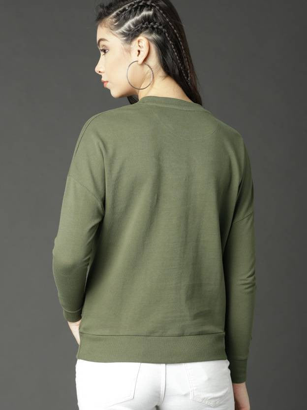 Women's Stylish Solid Full Sleeves Sweatshirt