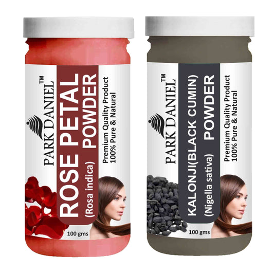 Park Daniel Rose Petal Powder & Kalonji(Black Cumin) Powder Combo pack of 2 Jars of 100 gms(200 gms)