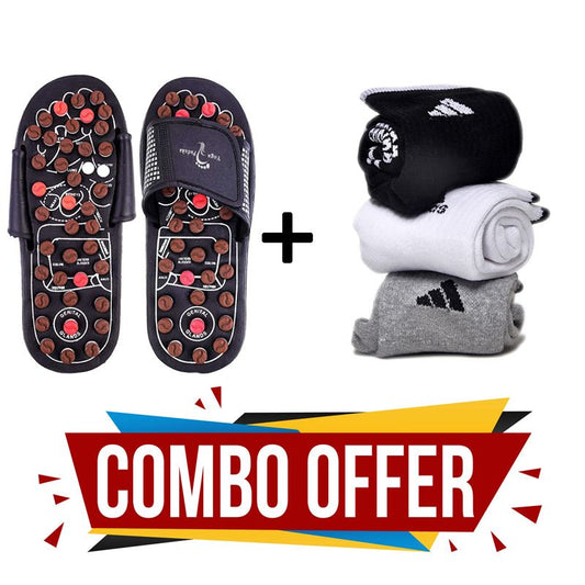 Acupressure Foot Relaxer Massager Slipper With 3 Pair Socks