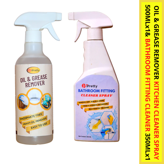 Kitchen Oil & Grease Remover Cleaner Spray(500ml) & Bathroom Fitting Cleaner Spray Stain Remover(350ml)