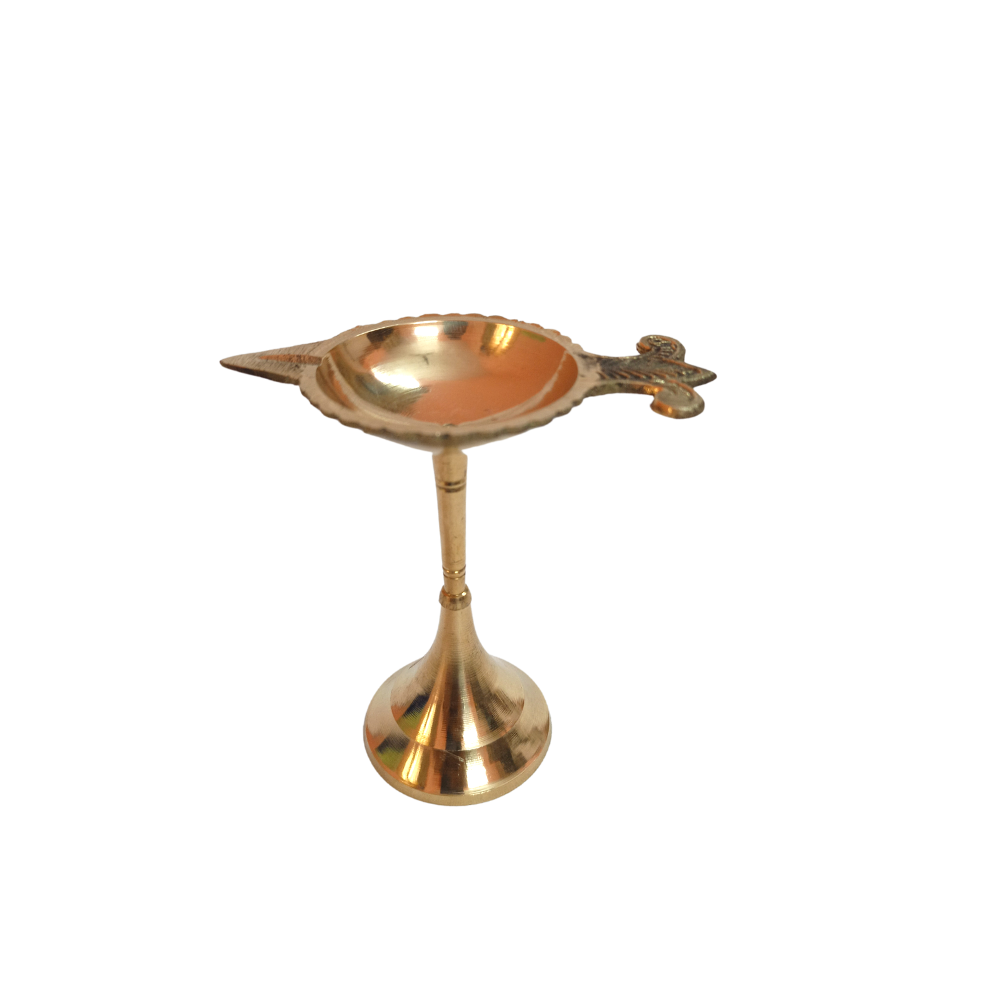 Indian Traditional Brass Table Diya | Diwali Puja Lamp (Height-12cm)