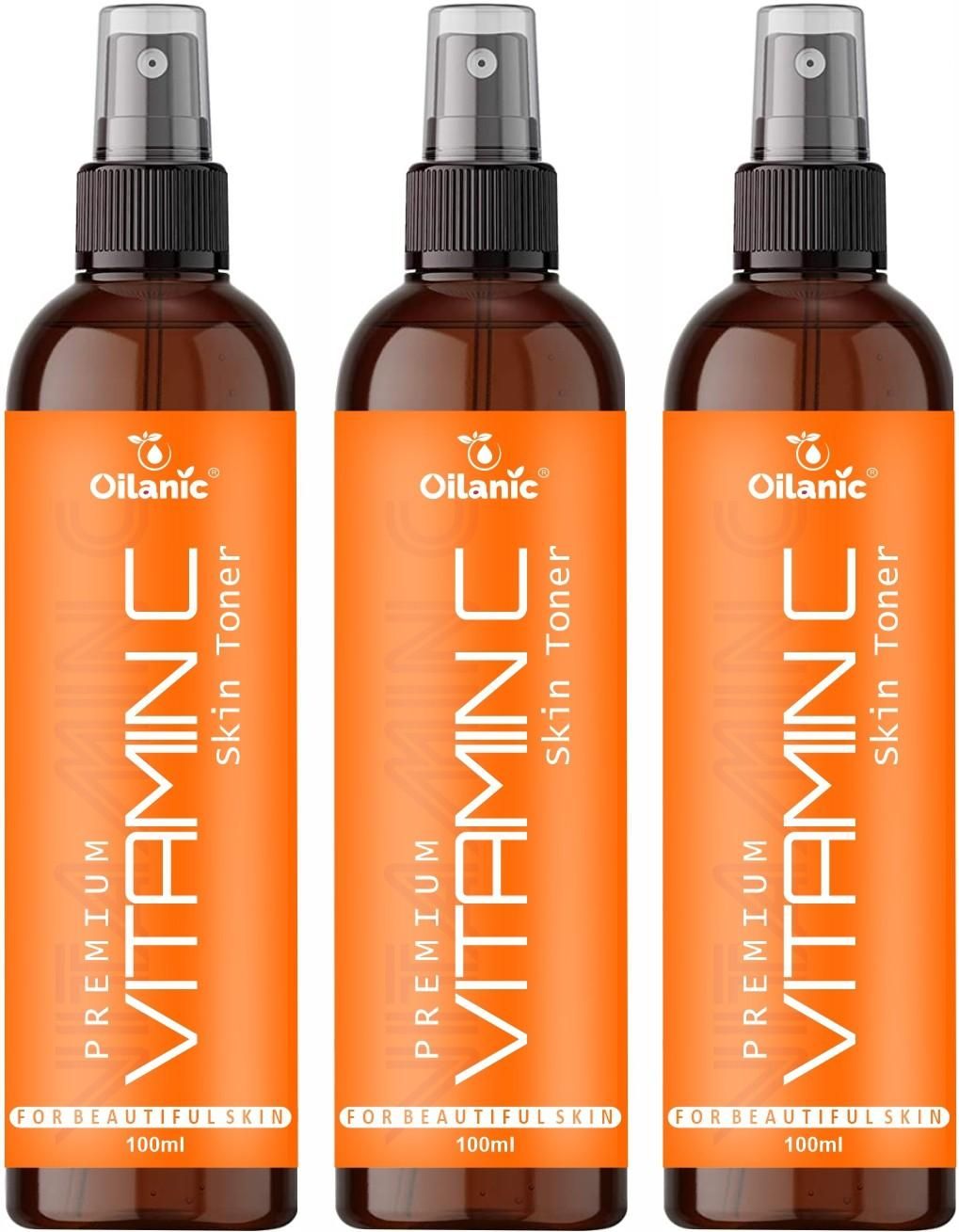 Oilanic Premium Vitamin C Face Toner For Men & Women Combo Pack of 3 Bottles of 100 ml (300 ml )