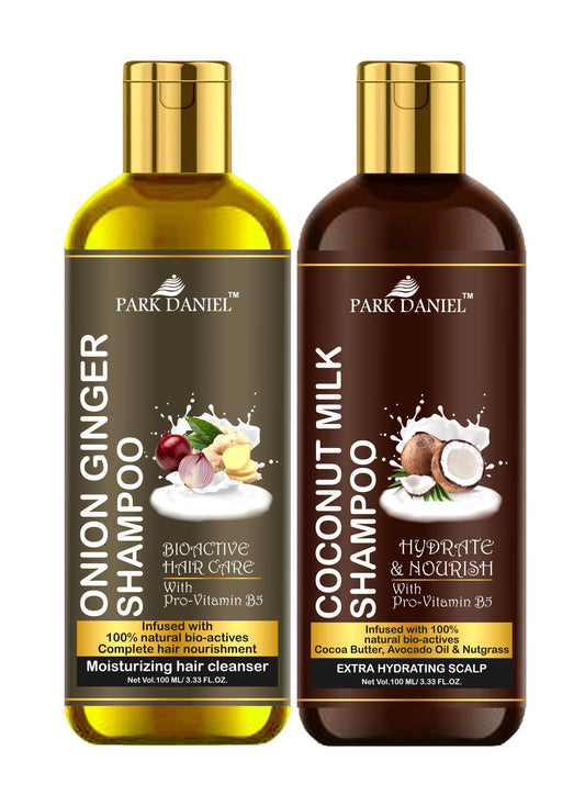 Park Daniel Premium Pure and Natural Onion Ginger & Coconut Milk Shampoo Combo Pack Of 2 bottle of 100 ml(200 ml)