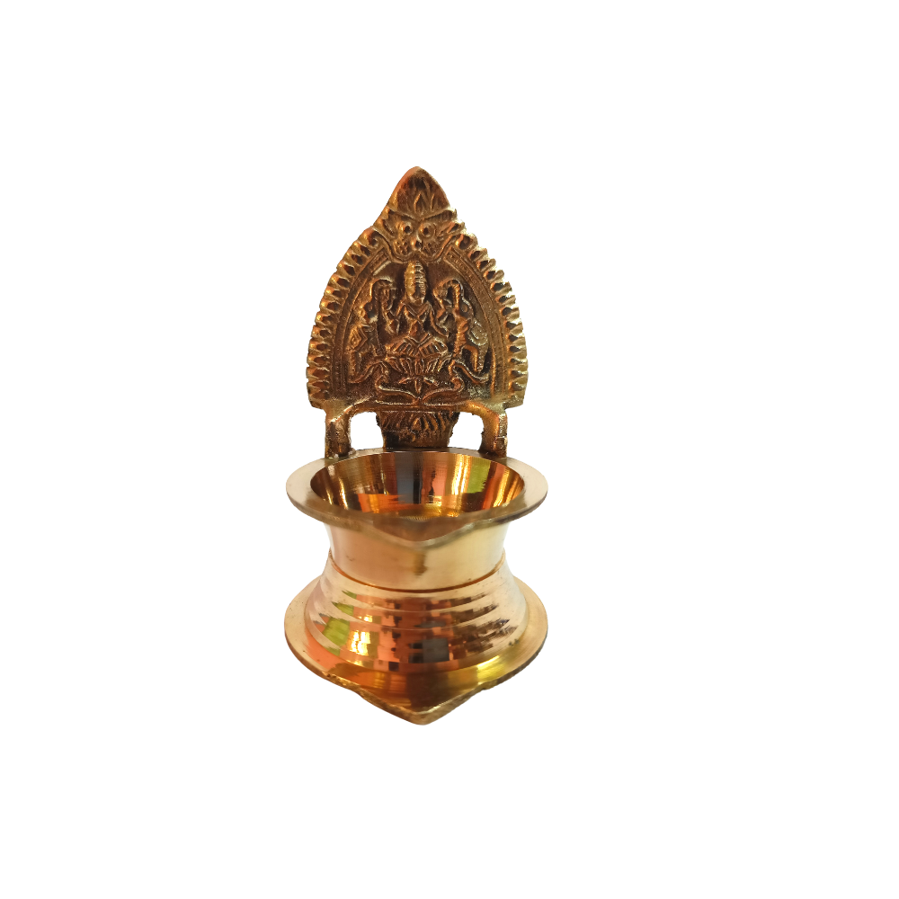 Brass Kamakshi Singhasan Diya for Pooja | Laxmi Lotus Throne Brass Diya (Height 8.8 cm)