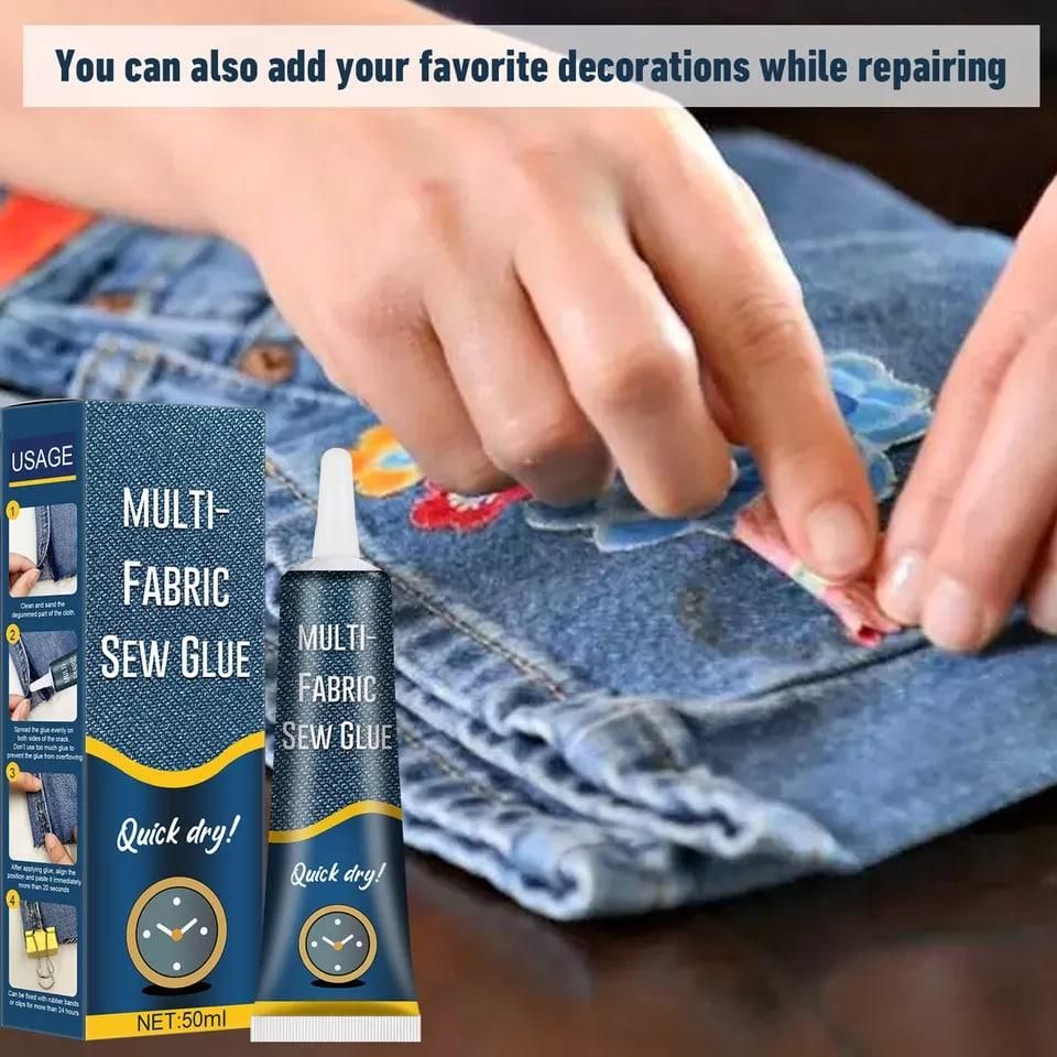 Fabric Sewing Glue Ultra-stick Sew Glue Multi Fabric Liquid Glue for Jeans Clothing Leather Fast Tack Dry Sew Glue