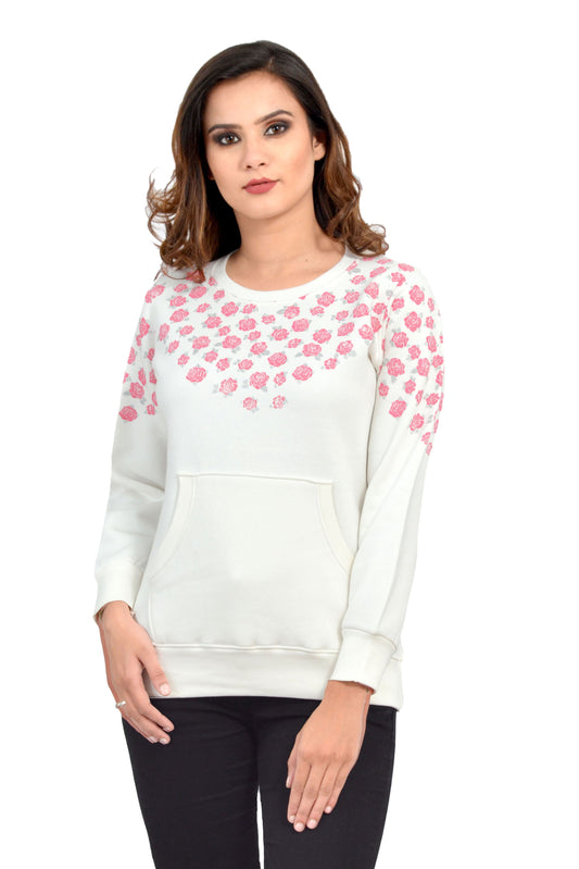 Women Full Sleeves Fleece Sweatshirt