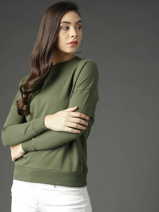 Women's Stylish Solid Full Sleeves Sweatshirt