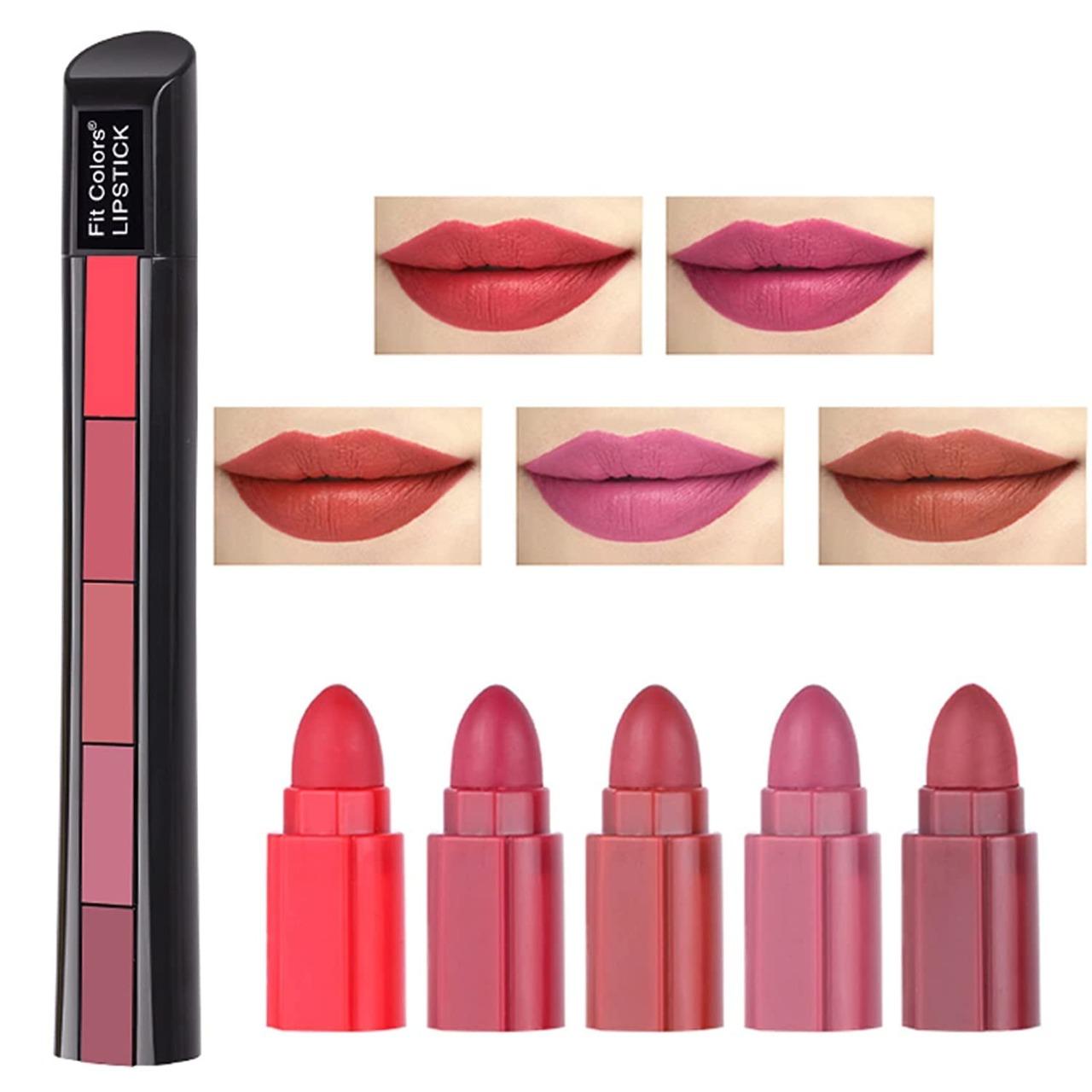 Longlasting And Waterproof 5 in 1 Lipstick shades (Pack Of 2)