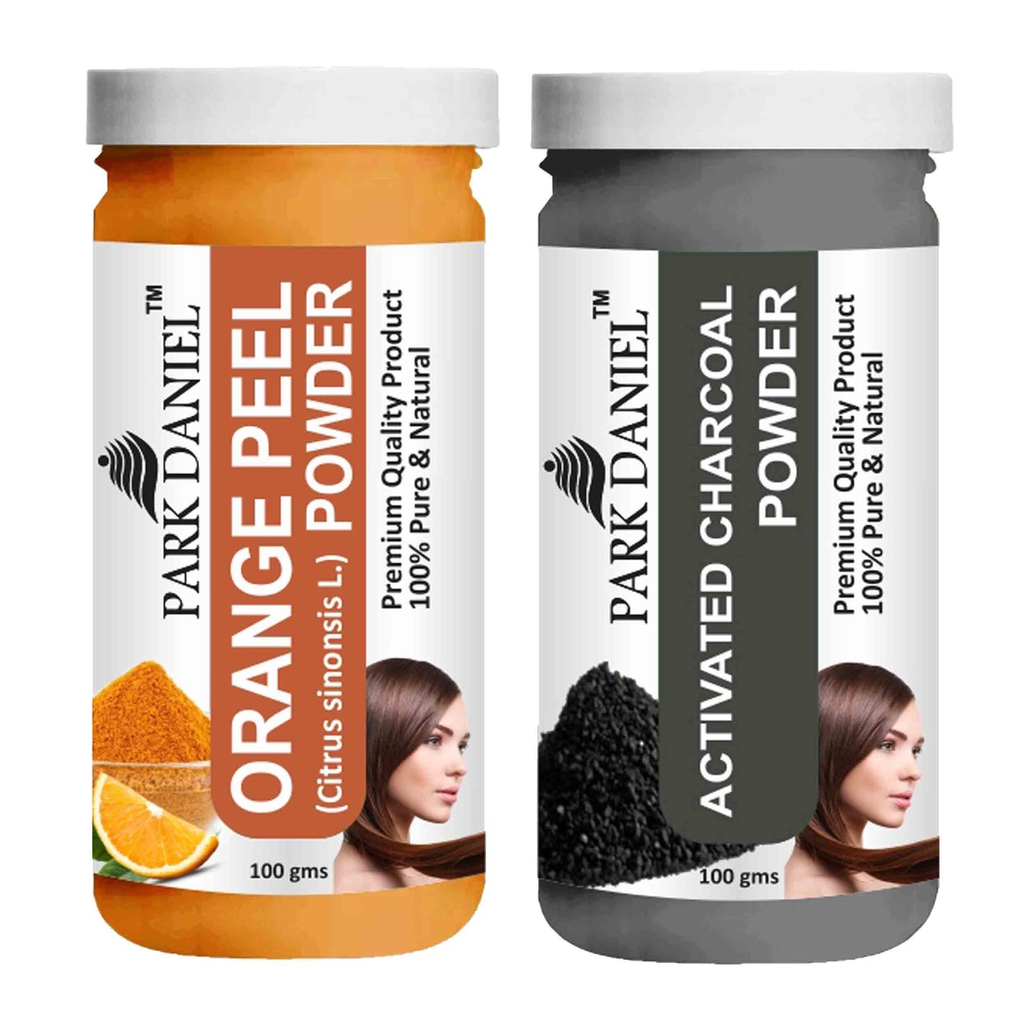 Park Daniel Orange Powder & Activated Charcoal Powder Combo pack of 2 Jars of 100 gms(200 gms)