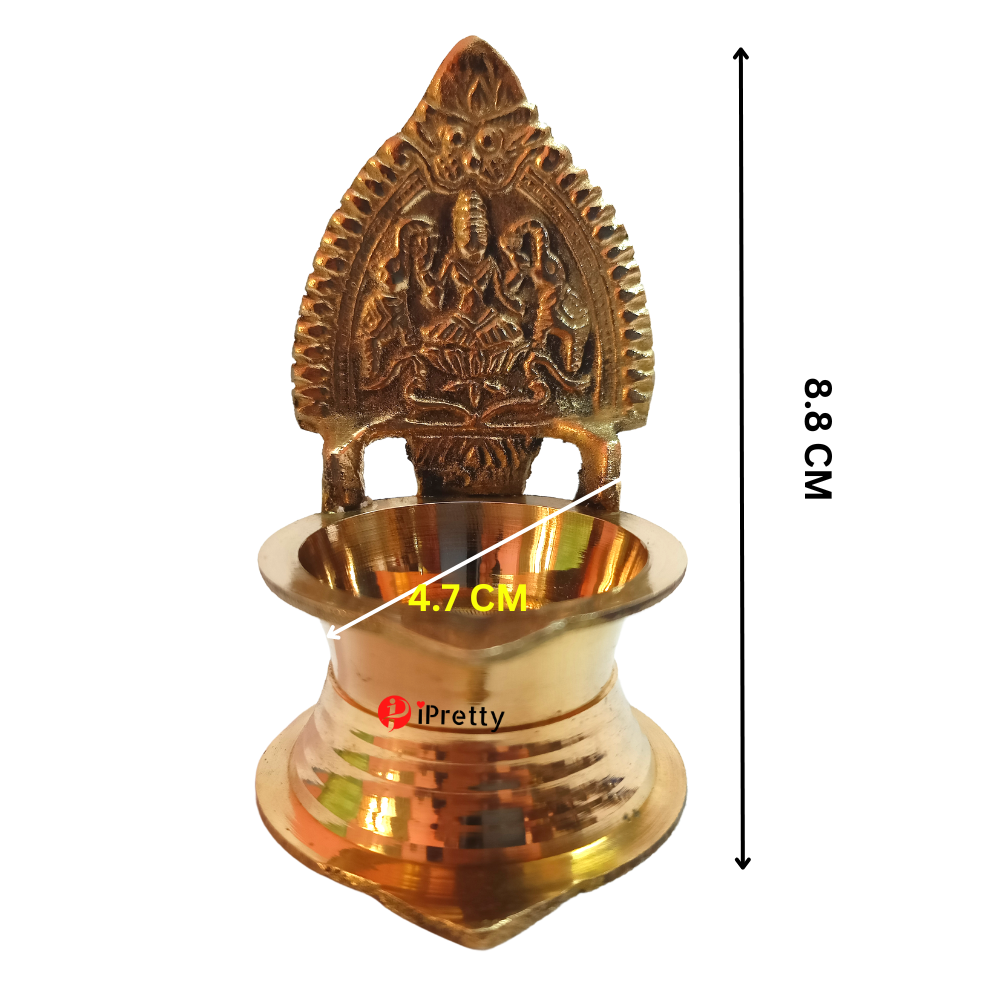 Brass Kamakshi Singhasan Diya for Pooja | Laxmi Lotus Throne Brass Diya (Height 8.8 cm)