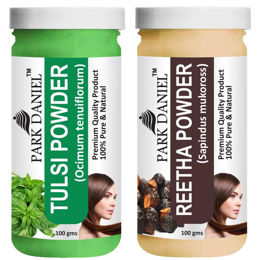 Park Daniel Pure & Natural Tulsi Powder & Reetha Powder Combo Pack of 2 Bottles of 100 gm (200 gm )